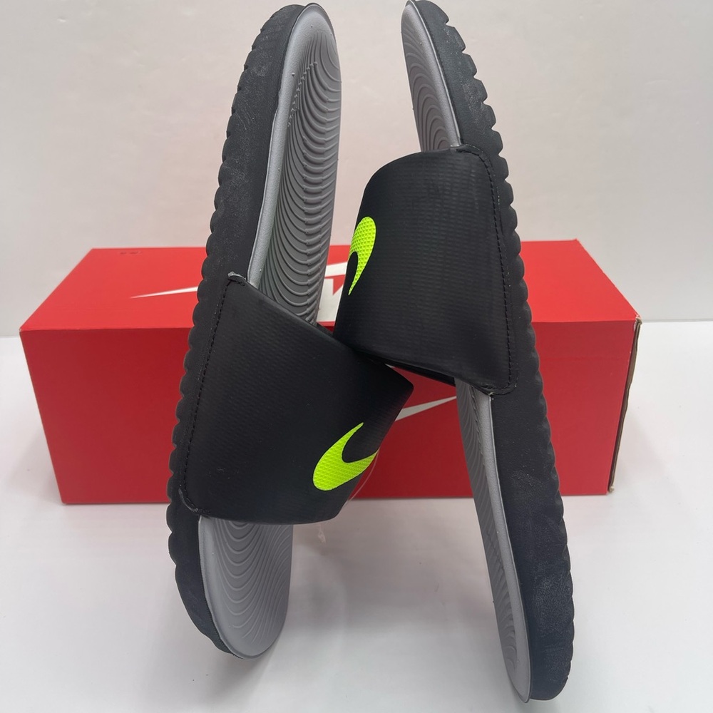 Nike Men’s Black Slides with Neon Green Logo - Picture 10 of 16